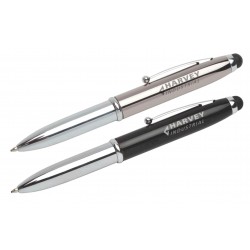 Metal Promotional Pens  - Economy 3-Way Stylus Pen & Torch