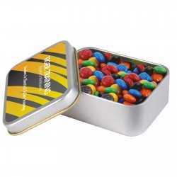Sweets in Tin Packs  - M&Ms in Silver Rectangular Tin