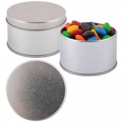 Sweets in Tin Packs  - M&Ms in Silver Round Tin