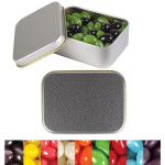 Promotional Jelly Beans - Corporate Colour Mini Jelly Beans in Silver Rectangular Tin