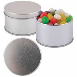 Promotional Jelly Beans  - Assorted Colour Mini Jelly Beans in Silver Round Tin