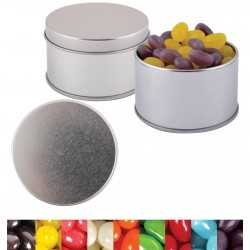 Promotional Jelly Beans  - Corporate Colour Mini Jelly Beans in Silver Round Tin