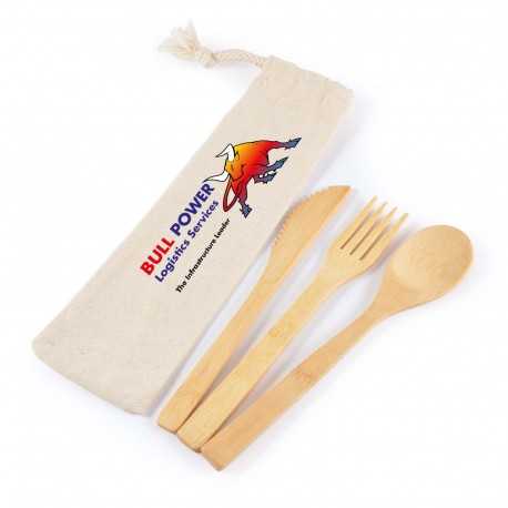 Homeware Products  - Miso Bamboo Cutlery Set in Calico Pouch