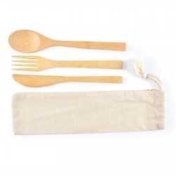 Homeware Products  - Miso Bamboo Cutlery Set in Calico Pouch