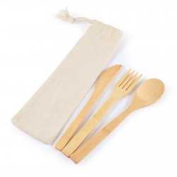 Homeware Products  - Miso Bamboo Cutlery Set in Calico Pouch