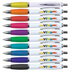 Plastic Promotional Pens  - Viva Pen Plastic - White Barrel