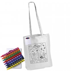Fashion Tote Bags  - Colouring Long Handle Cotton Bag & Crayons