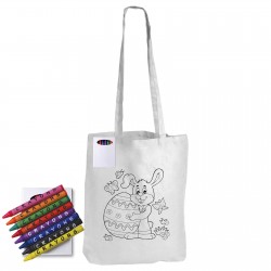 Fashion Tote Bags  - Colouring Long Handle Cotton Bag & Crayons