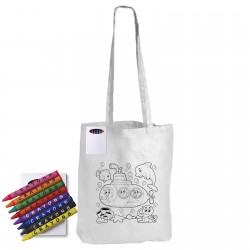 Fashion Tote Bags  - Colouring Long Handle Cotton Bag & Crayons