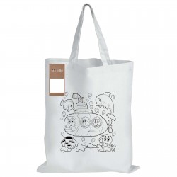 Fashion Tote Bags  - Colouring Short Handle Cotton Bag & Pencils
