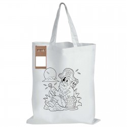 Fashion Tote Bags  - Colouring Short Handle Cotton Bag & Pencils