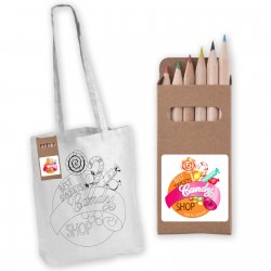 Fashion Tote Bags  - Colouring Long Handle Cotton Bag & Pencils