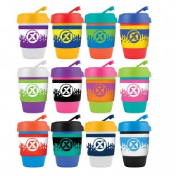 Reusable Coffee Cups - Plastic & Ceramic  - Kick Coffee Cup / Silicone Band 320ml