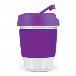 Reusable Coffee Cups - Plastic & Ceramic  - Kick Cup Crystal / Silicone Band 320ml