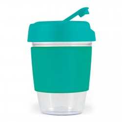 Reusable Coffee Cups - Plastic & Ceramic  - Kick Cup Crystal / Silicone Band 320ml