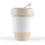 Reusable Coffee Cups - Plastic &amp; Ceramic - Kick Eco Coffee Cup / Silicone Band 320ml