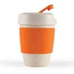 Reusable Coffee Cups - Plastic & Ceramic  - Kick Eco Coffee Cup / Silicone Band 320ml
