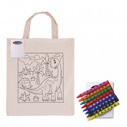 Cotton & Calico Tote Bags  - Colouring Short Handle Calico Bag & Crayons