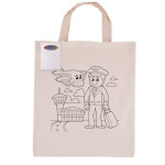 Cotton &amp; Calico Tote Bags - Colouring Short Handle Calico Bag &amp; Crayons