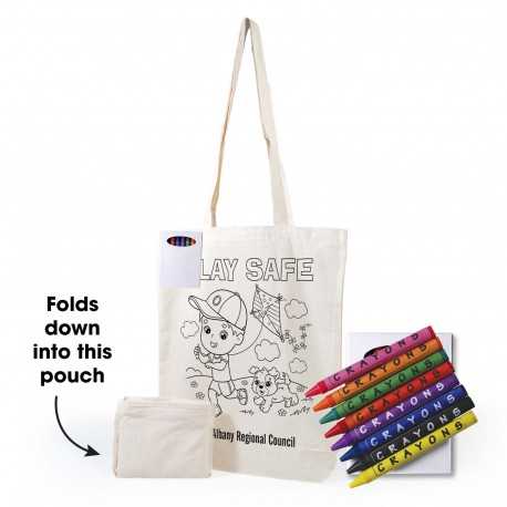 Cotton & Calico Tote Bags  - Get Crafty Folding Calico Bag and Crayons