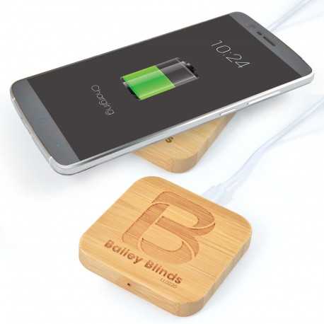 Phone & Tablet Chargers  - Arc Square Bamboo Wireless Charger