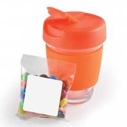 Reusable Coffee Cups - Glass  - Vienna Coffee Cup with M&Ms