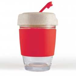 Reusable Coffee Cups - Glass  - Vienna Eco Coffee Cup / Silicone Band 320ml
