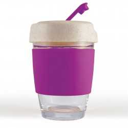 Reusable Coffee Cups - Glass  - Vienna Eco Coffee Cup / Silicone Band 320ml