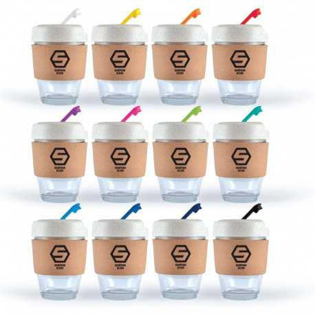 Reusable Coffee Cups - Glass  - Vienna Eco Coffee Cup / Cork Band 320ml