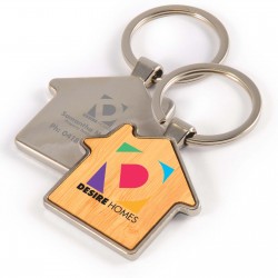 Metal Keyrings  - House Bamboo Zinc Keytag