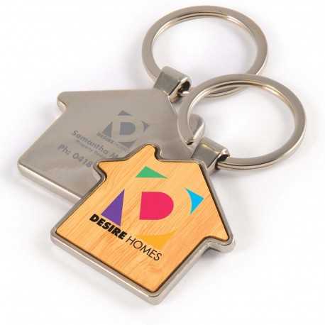 Metal Keyrings  - House Bamboo Zinc Keytag