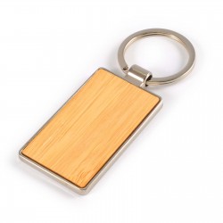 Metal Keyrings  - Rectangle Bamboo Zinc Keytag