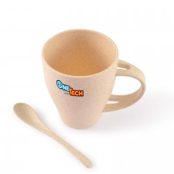 Reusable Coffee Cups - Plastic & Ceramic  - Avenue Wheat Fibre Cup and Spoon 330ml