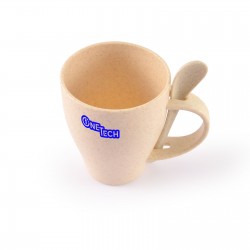 Reusable Coffee Cups - Plastic & Ceramic  - Avenue Wheat Fibre Cup and Spoon 330ml