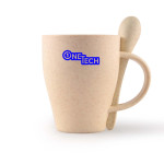 Reusable Coffee Cups - Plastic &amp; Ceramic - Avenue Wheat Fibre Cup and Spoon 330ml