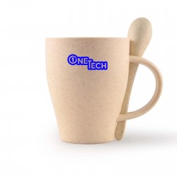 Reusable Coffee Cups - Plastic & Ceramic  - Avenue Wheat Fibre Cup and Spoon 330ml