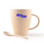 Reusable Coffee Cups - Plastic &amp; Ceramic - Avenue Wheat Fibre Cup and Spoon 330ml