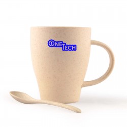 Reusable Coffee Cups - Plastic & Ceramic  - Avenue Wheat Fibre Cup and Spoon 330ml