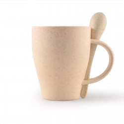Reusable Coffee Cups - Plastic & Ceramic  - Avenue Wheat Fibre Cup and Spoon 330ml