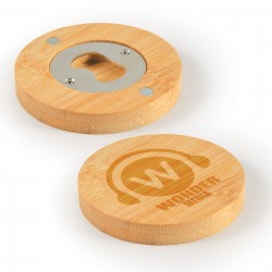 Bottle Openers  - Discus Bamboo Bottle Opener Coaster