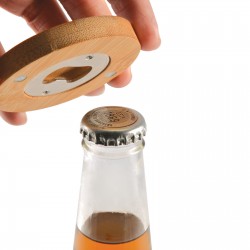 Bottle Openers  - Discus Bamboo Bottle Opener Coaster