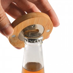 Bottle Openers  - Discus Bamboo Bottle Opener Coaster