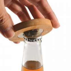 Bottle Openers  - Discus Bamboo Bottle Opener Coaster