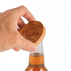 Bottle Openers  - Discus Bamboo Bottle Opener Coaster