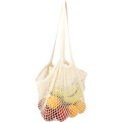 Non Woven Tote Bags  - Riviera Cotton Mesh Market Bag w/ Zippered Pouch