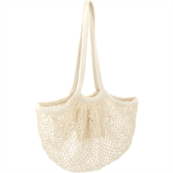 Non Woven Tote Bags  - Riviera Cotton Mesh Market Bag w/ Zippered Pouch
