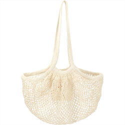 Non Woven Tote Bags  - Riviera Cotton Mesh Market Bag w/ Zippered Pouch
