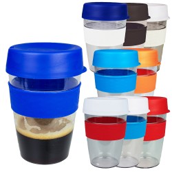 Reusable Coffee Cups - Plastic & Ceramic  - Tritan Carry Cup with Lid and Band 360ml