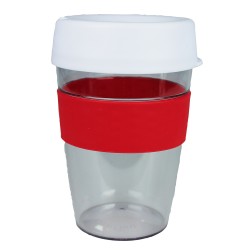 Reusable Coffee Cups - Plastic & Ceramic  - Tritan Carry Cup with Lid and Band 360ml