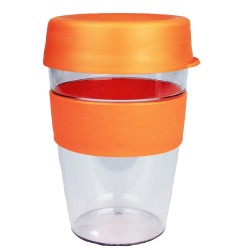 Reusable Coffee Cups - Plastic & Ceramic  - Tritan Carry Cup with Lid and Band 360ml